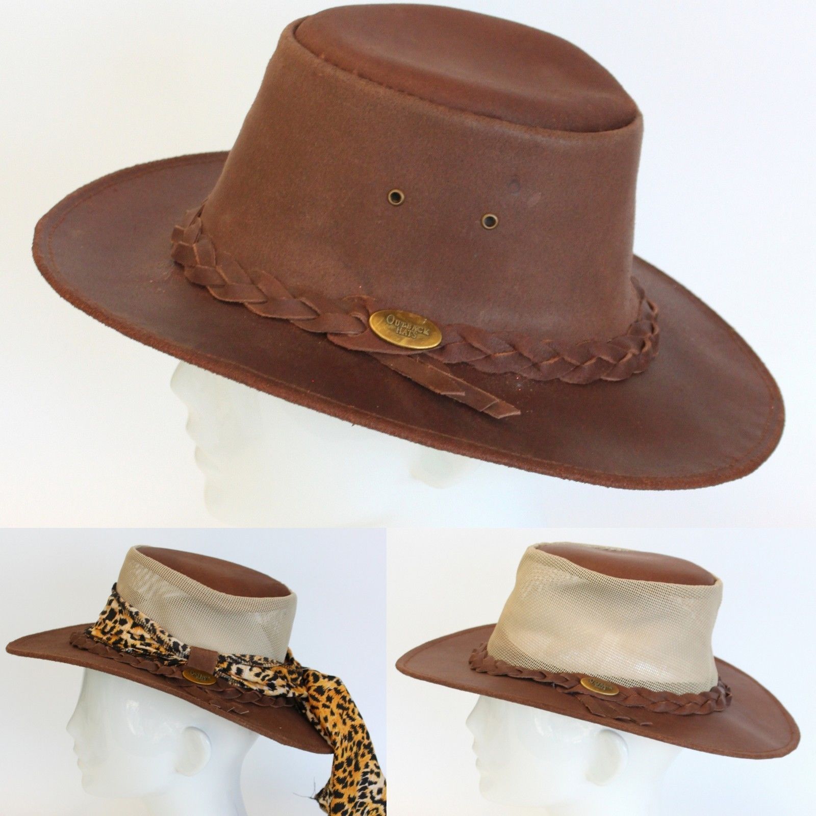 NEW Mens Womens Australian Aussie Outback Bush Hat Leather Akubra Style