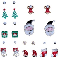 2pairs Christmas Xmas Stud Earrings Party Jewelry Santa Gift Bells Tree