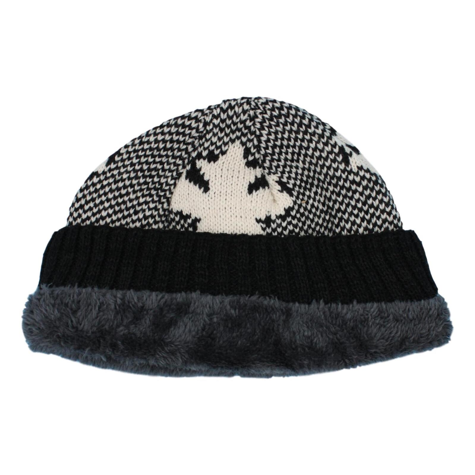 Mens Womens Unisex Beanie Winter Thermal Ski Warm Knitted Sherpa Plain Patterned - Picture 120 of 185
