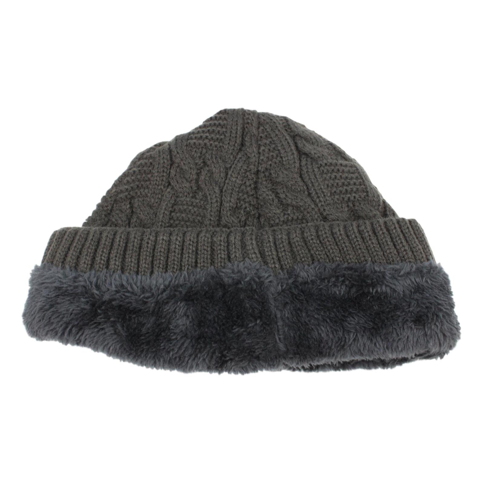 Mens Womens Unisex Beanie Winter Thermal Ski Warm Knitted Sherpa Plain Patterned - Picture 107 of 185