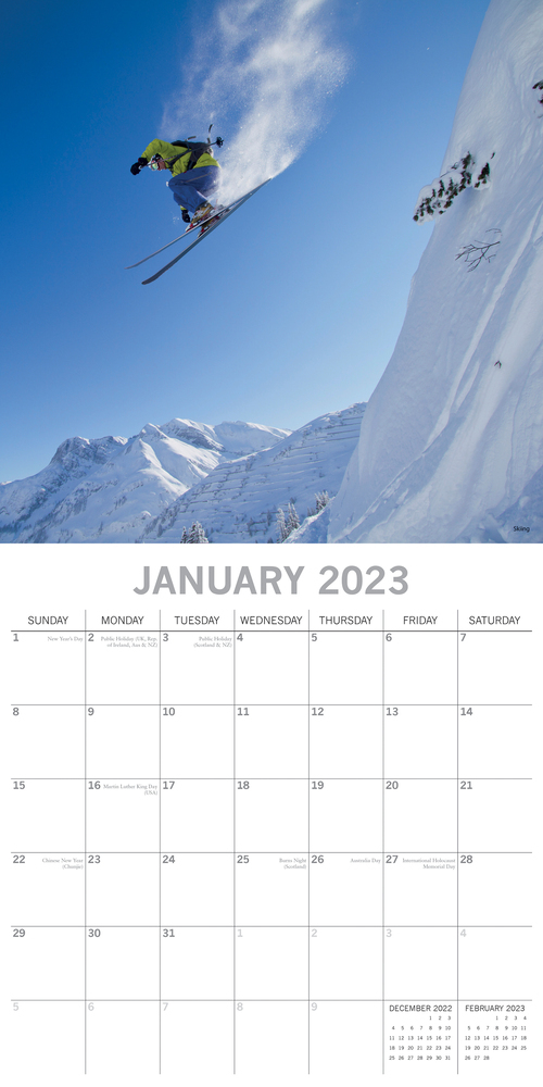 Extreme Sport - 2023 Square Wall Calendar 16 month by Gifted Stationery