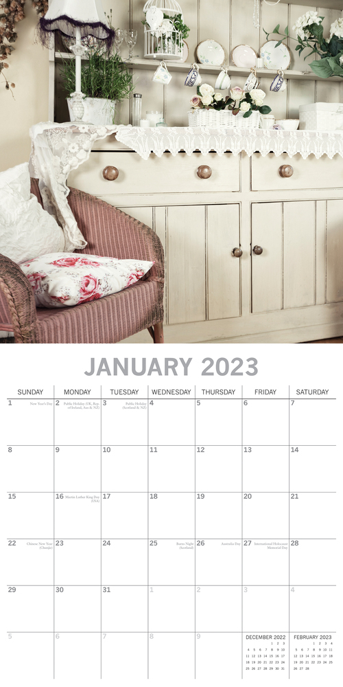 Shabby Chic - 2023 Square Wall Calendar 16 month by Gifted Stationery Shabby Chic - 2023 Square Wall Calendar 16 month by Gifted Stationery