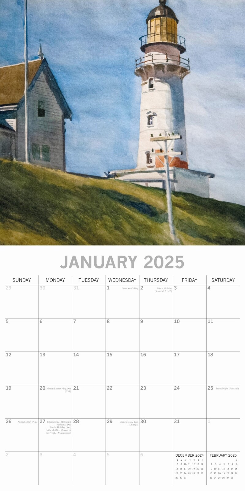 Edward Hopper 2025 Square Wall Calendar 16 month by Gifted Stationery