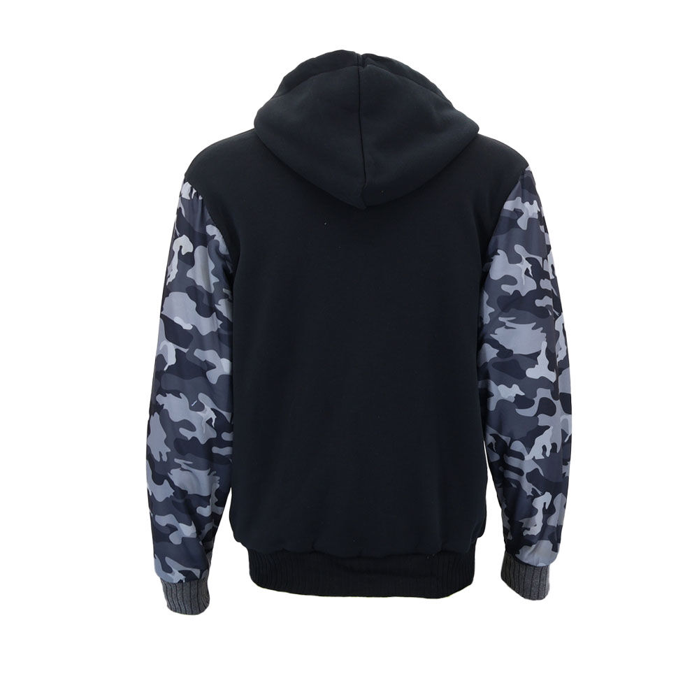 Men's Sherpa Lined Fleece Hoodie Jacket Camo Sleeve Zip Up Warm Winter Jumper - Picture 7 of 21