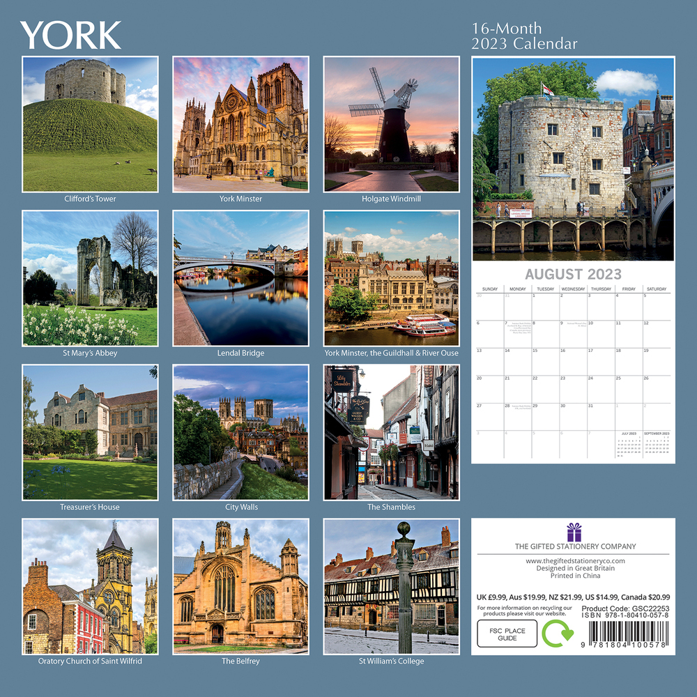York - 2023 Square Wall Calendar 16 month by Gifted Stationery