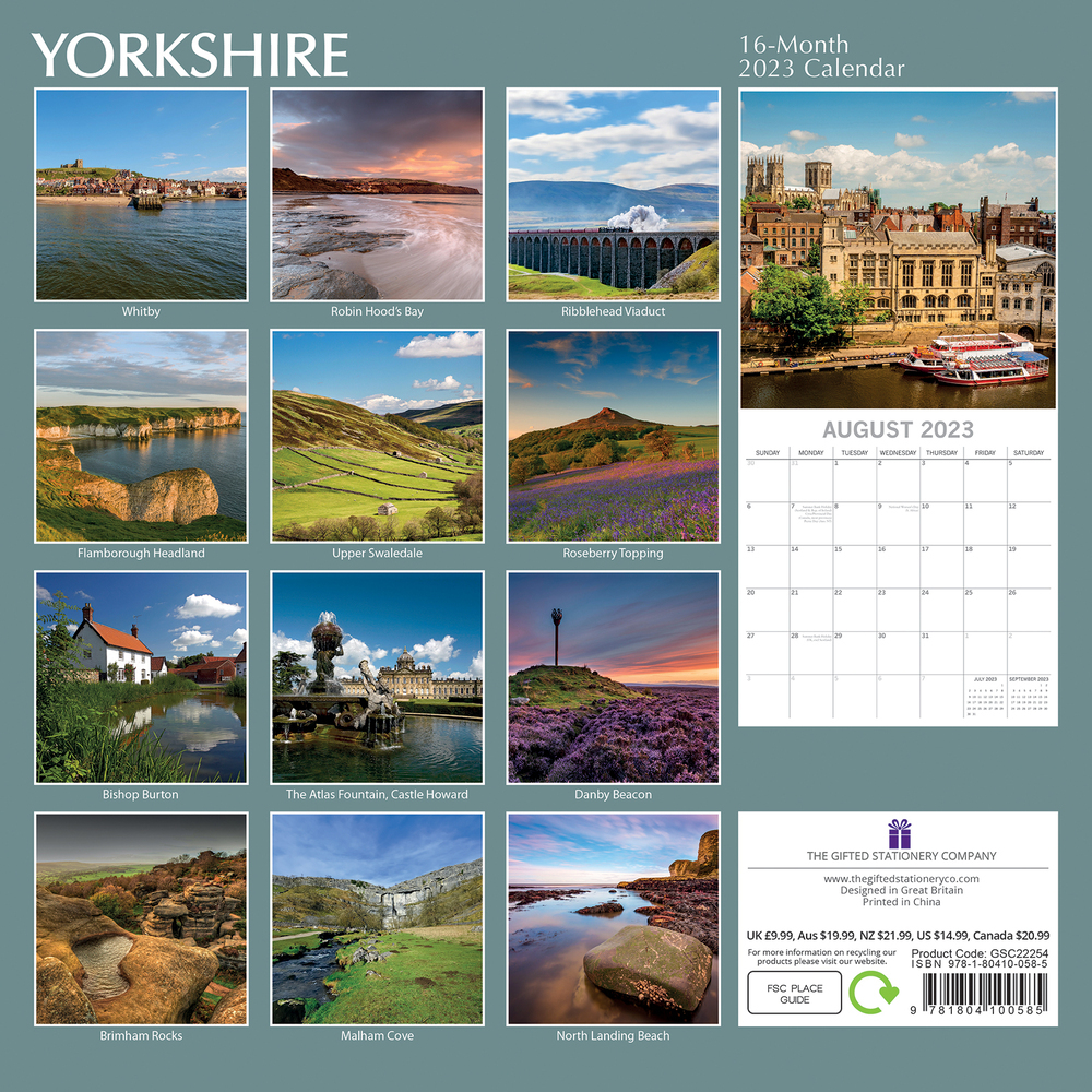 Yorkshire - 2023 Square Wall Calendar 16 month by Gifted Stationery