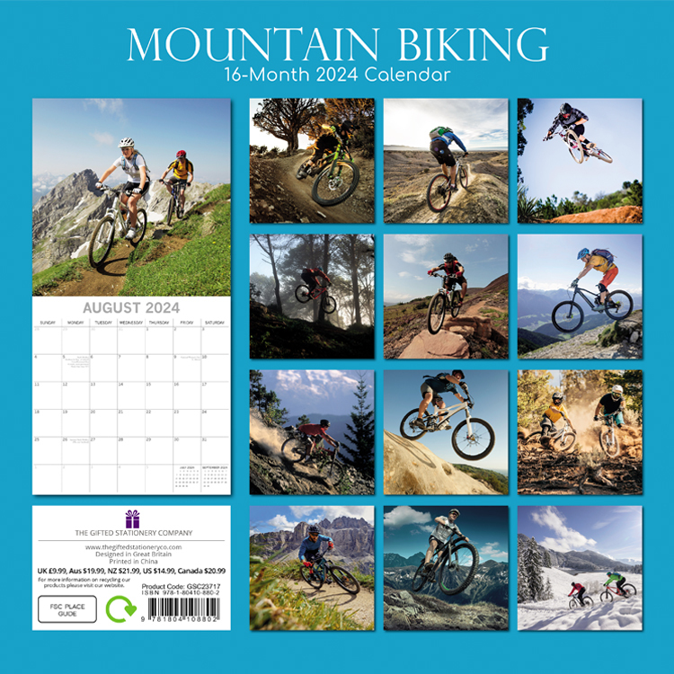 Mountain Biking 2024 Square Wall Calendar 16 month by Gifted