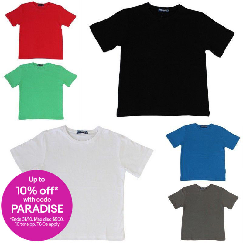 NEW Kids Childrens Boys Girls Plain T Shirt 100 Cotton 416 White