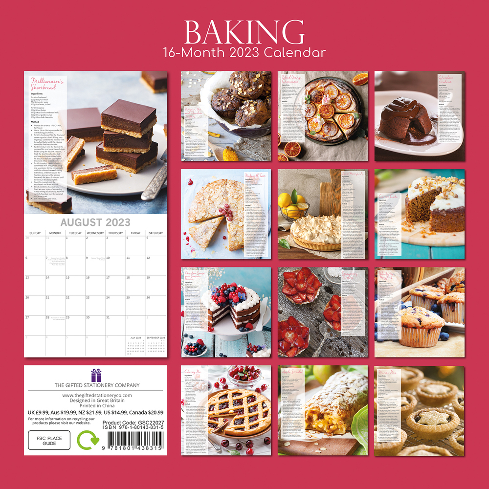 Baking - 2023 Square Wall Calendar 16 month by Gifted Stationery