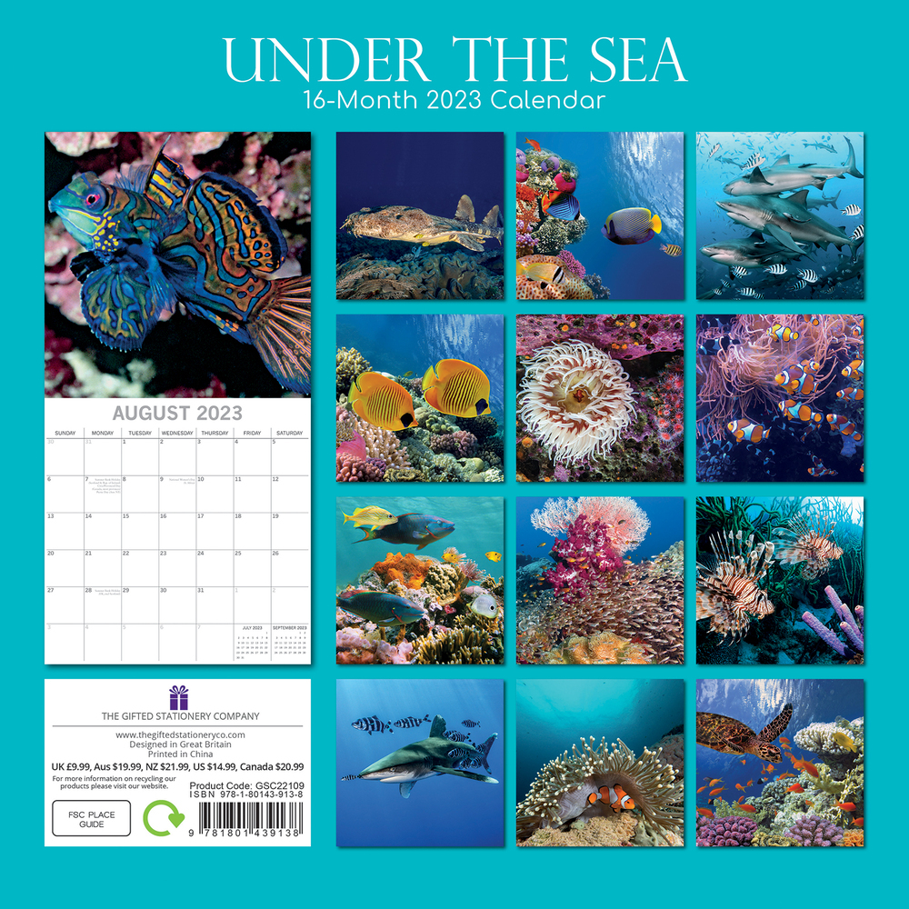 Under the Sea - 2023 Square Wall Calendar 16 month by Gifted Stationery
