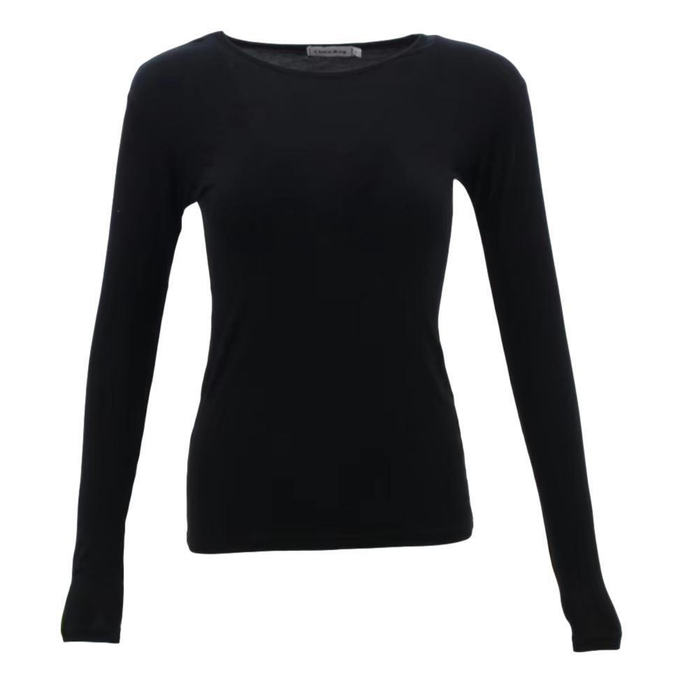 NEW Women's Long Sleeve Crew Neck Soft Stretch Plain Colours Basic Tee T-Shirt - Picture 3 of 57