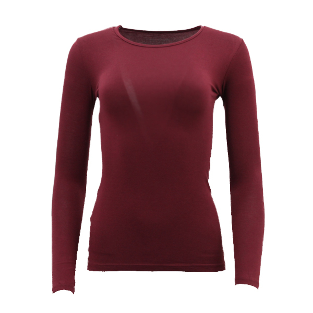 NEW Women's Long Sleeve Crew Neck Soft Stretch Plain Colours Basic Tee T-Shirt - Picture 8 of 57