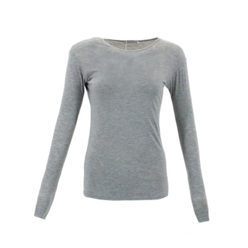 NEW Women's Long Sleeve Crew Neck Soft Stretch Plain Colours Basic Tee T-Shirt - Picture 30 of 57