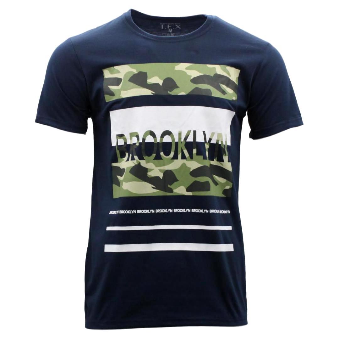 NEW Mens Casual Crew Neck Tee Tshirt Camo Camouflage Print Brooklyn B