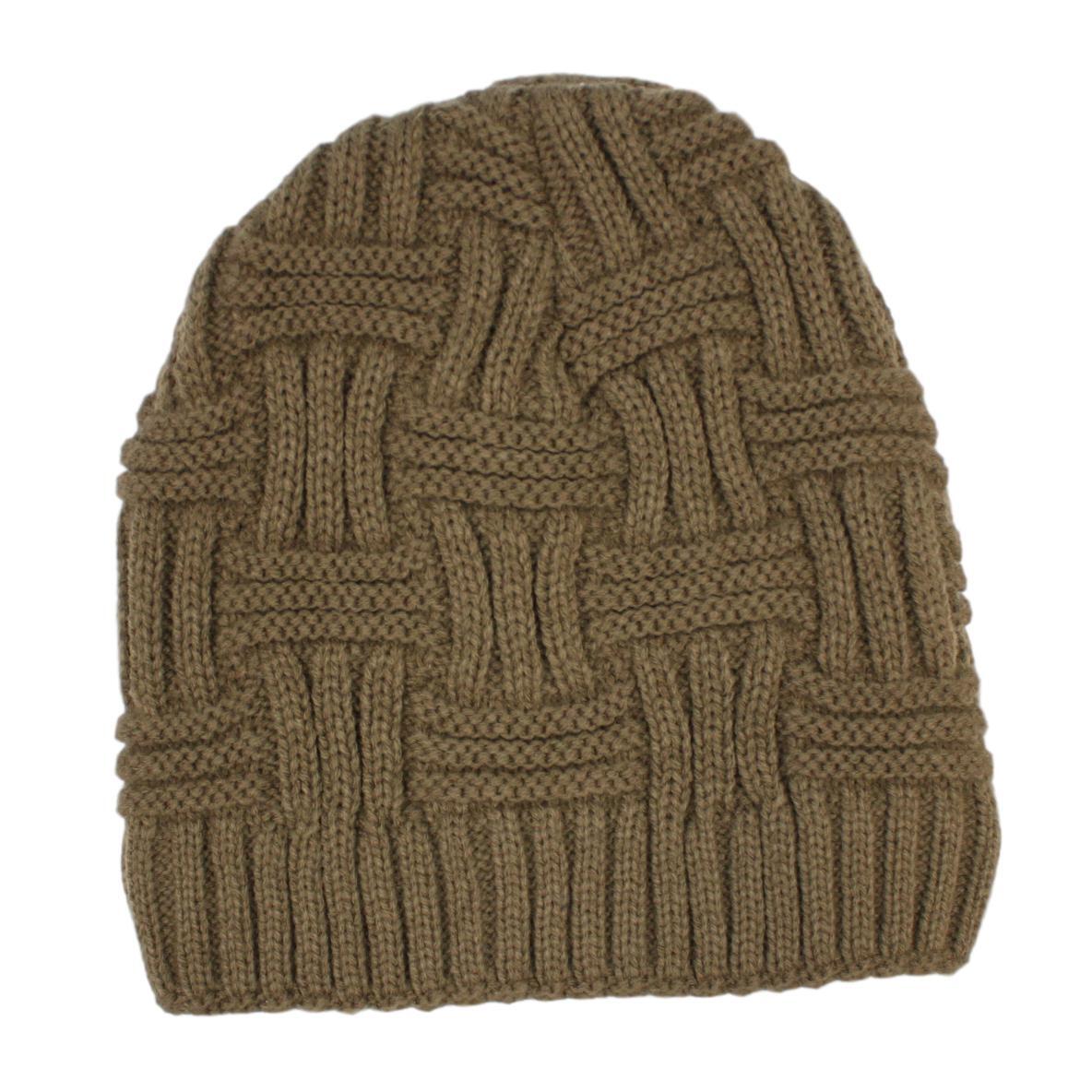 Mens Womens Unisex Beanie Winter Thermal Ski Warm Knitted Sherpa Plain Patterned - Picture 100 of 185