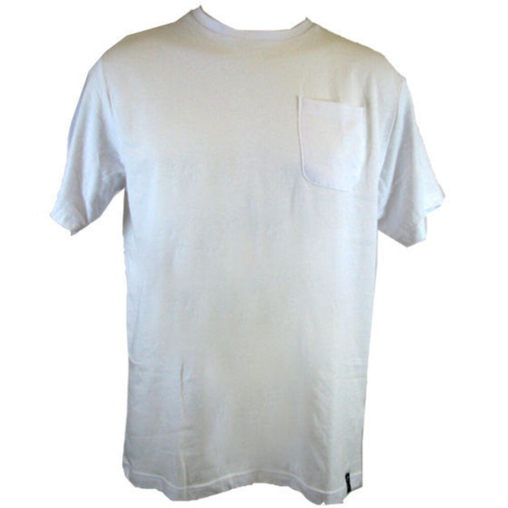 NEW Men's Plain Basic COTTON T-SHIRT White Black with Pocket Size S M L ...
