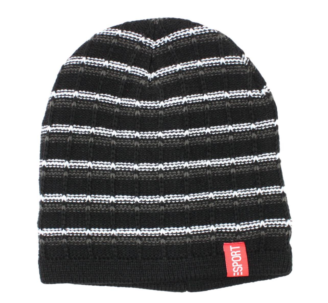Mens Womens Unisex Beanie Winter Thermal Ski Warm Knitted Sherpa Plain Patterned - Picture 136 of 185