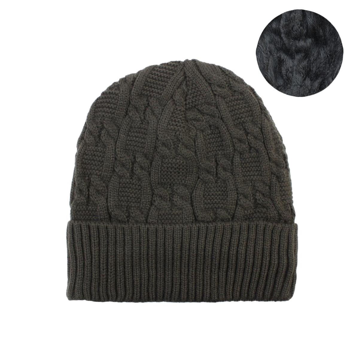 Mens Womens Unisex Beanie Winter Thermal Ski Warm Knitted Sherpa Plain Patterned - Picture 113 of 185