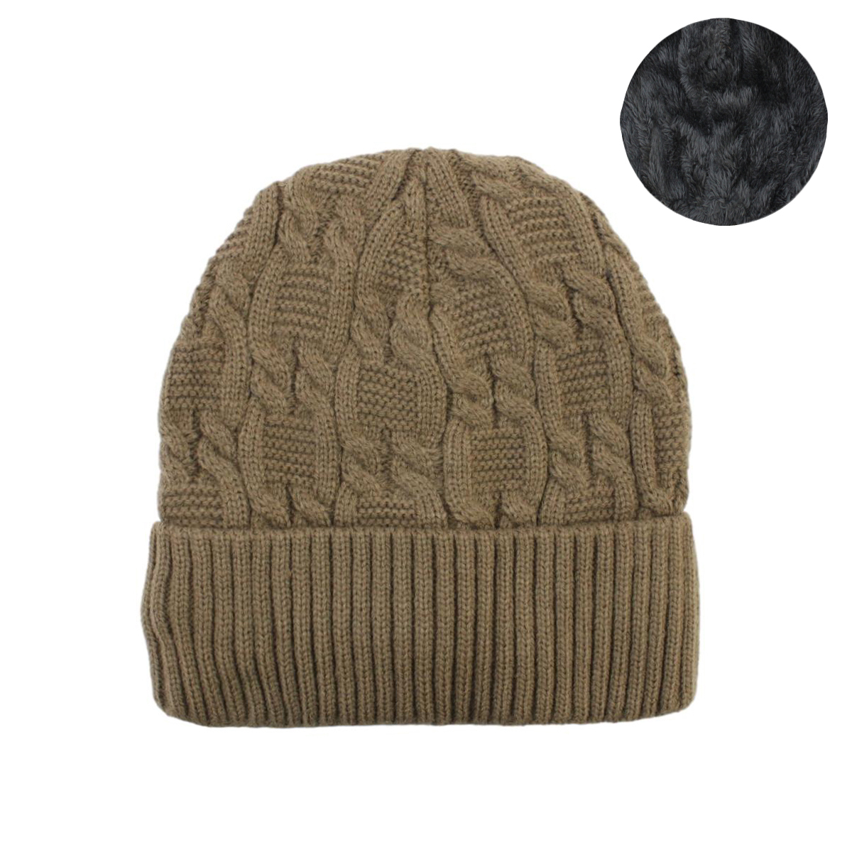 Mens Womens Unisex Beanie Winter Thermal Ski Warm Knitted Sherpa Plain Patterned - Picture 114 of 185
