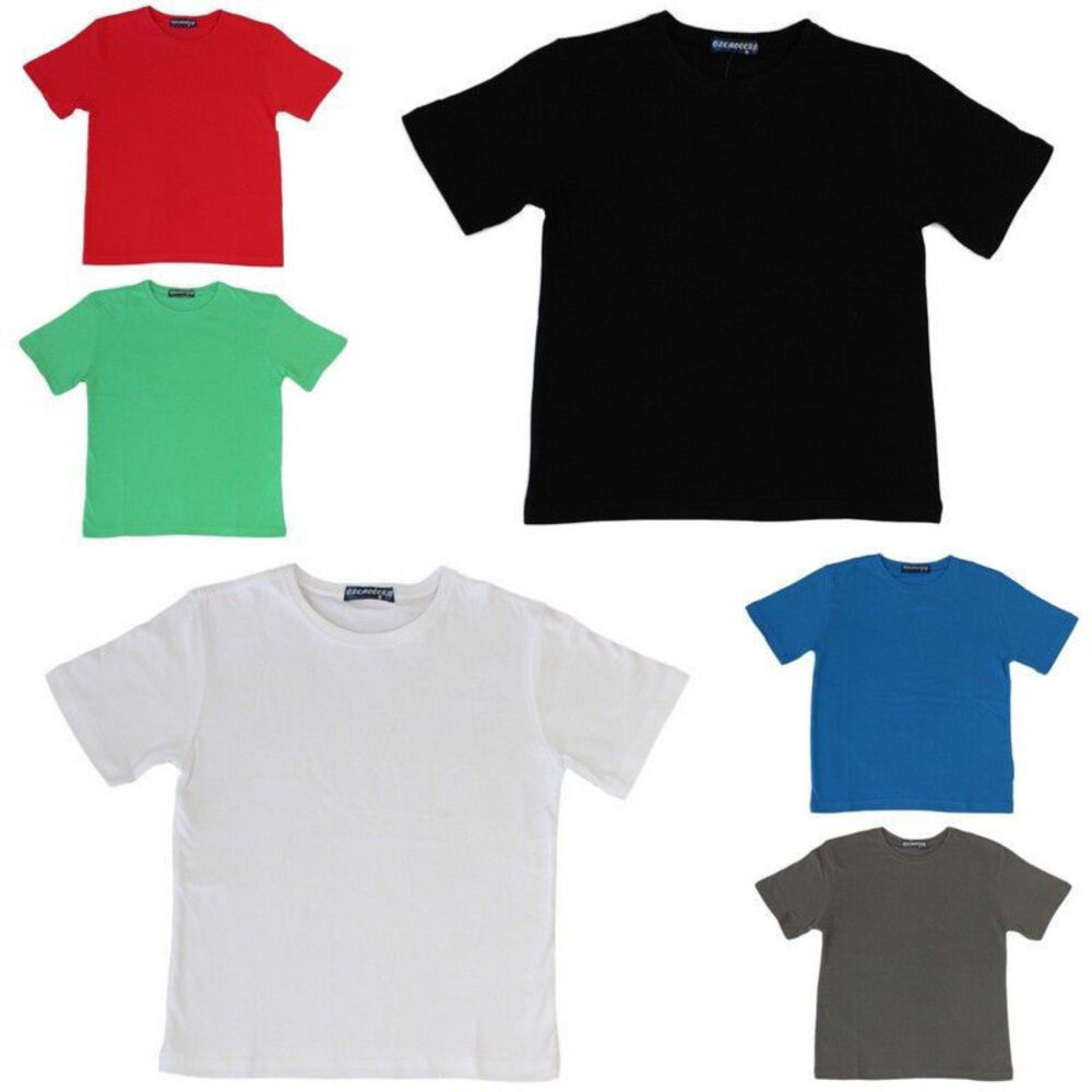 Kids Childrens Boys Girls Plain T Shirt 100% 4-16 White Black Colours | eBay
