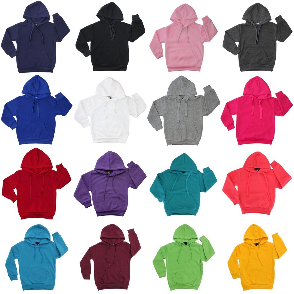 Kids Girls Boys Hoodie Sweatshirt Tops Casual Plain Pullover Fleece Hooded Jumper Unisex Sports and School Wear Age 7 8 9 10 11 12 13 Years 