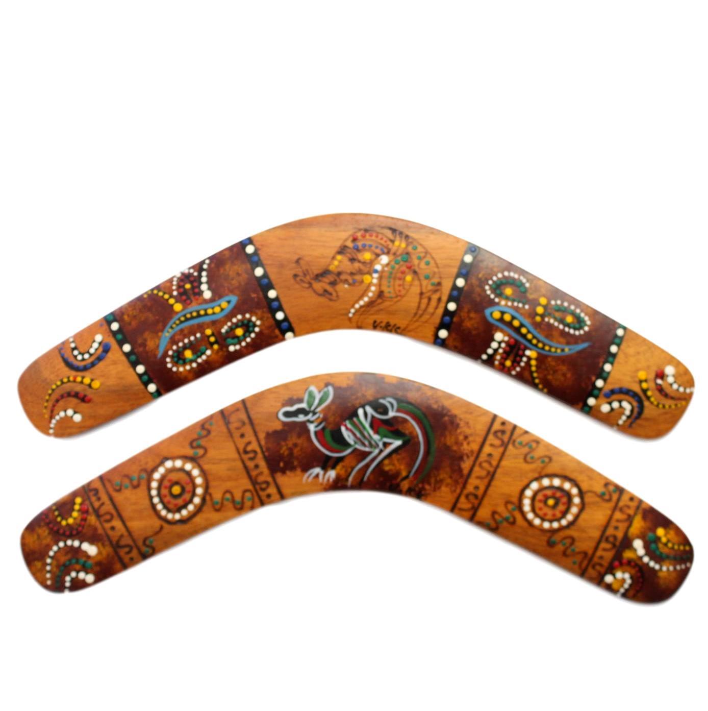 Made in Australia! Aboriginal Artwork Left Handed Aussie Fever Wooden Boomerang 