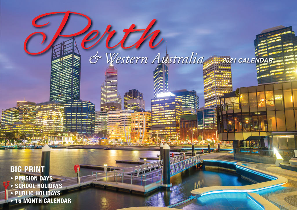Perth & WA 2021 Rectangle Wall Calendar 13 Months by Bartel