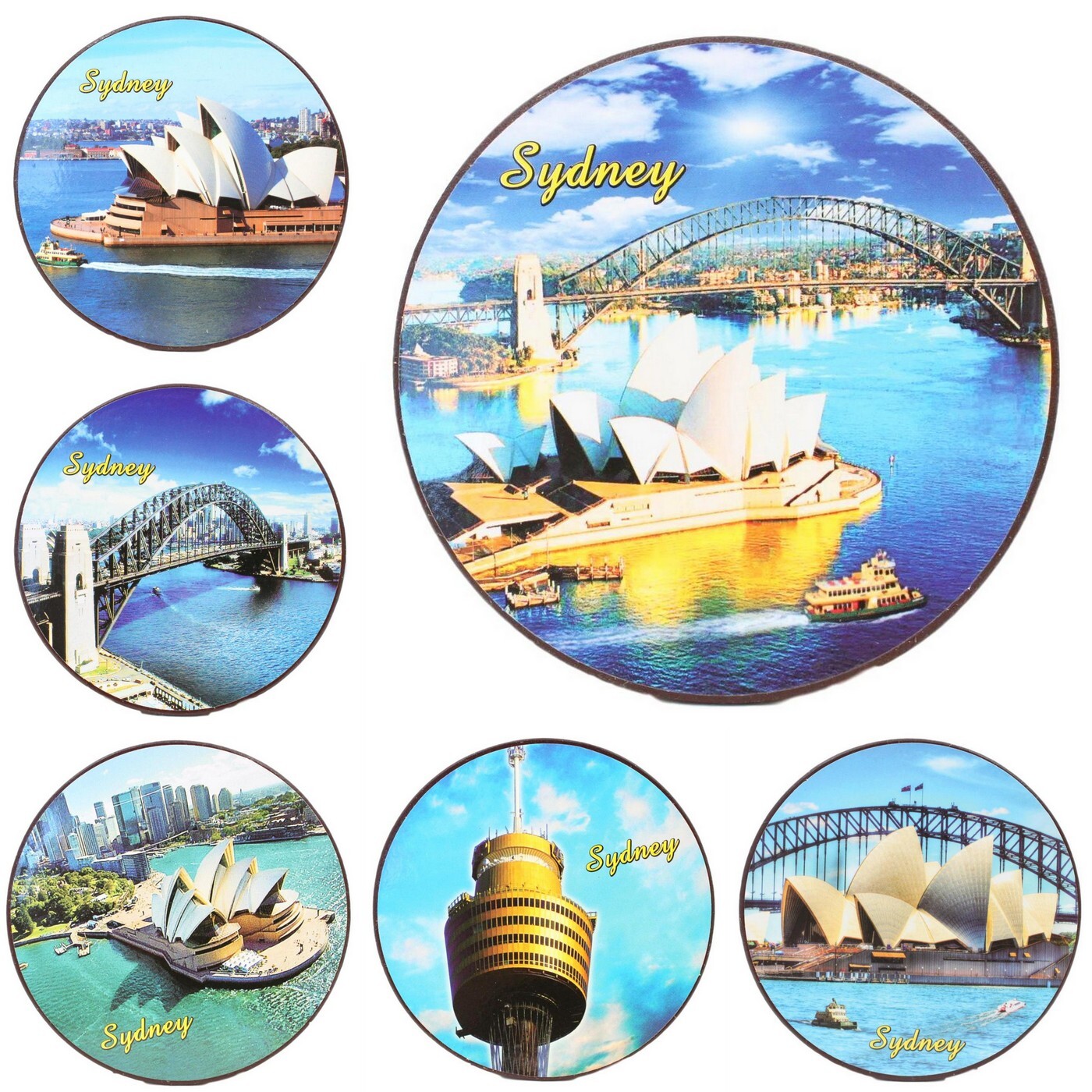 6x Australian Souvenir Cork Back Coaster Drink Cup Pad Round Australia