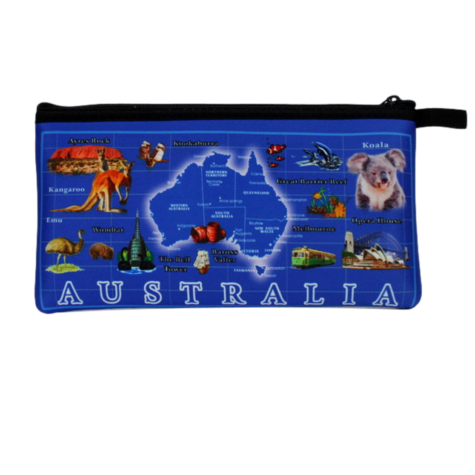 Neoprene Australian Souvenir Pencil Case Toiletries Pouch Zipped Bag Gift - Picture 4 of 19