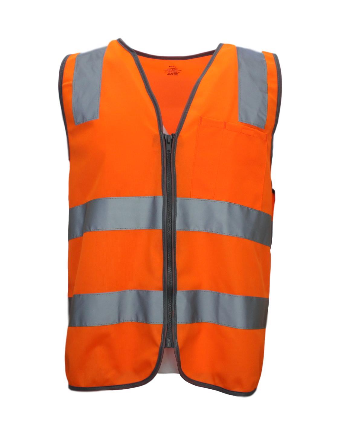 Hi Vis Safety Vest Reflective Tape Zip Up Workwear Pocket Night High Visibility - Picture 10 of 13