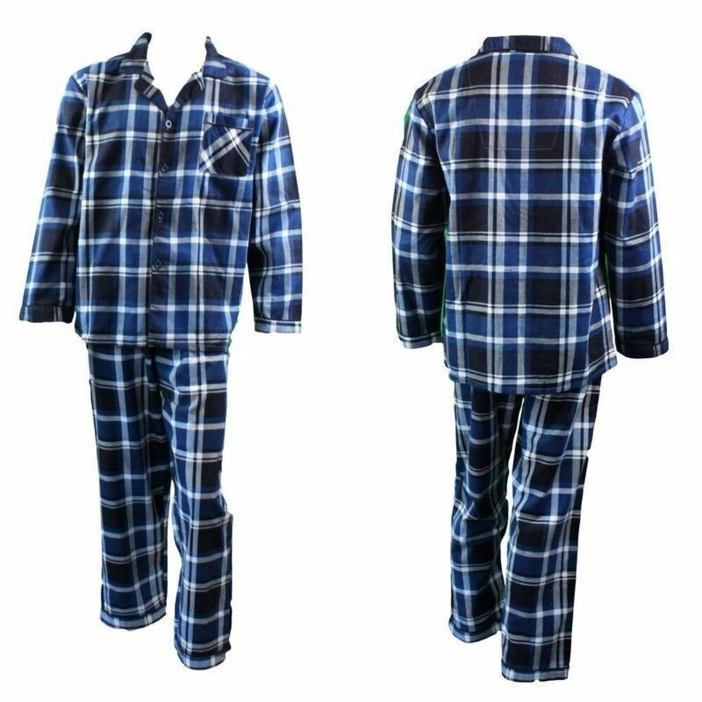 NEW Men's Soft Cotton Flannelette Pajamas Pyjamas PJ Set Two Piece