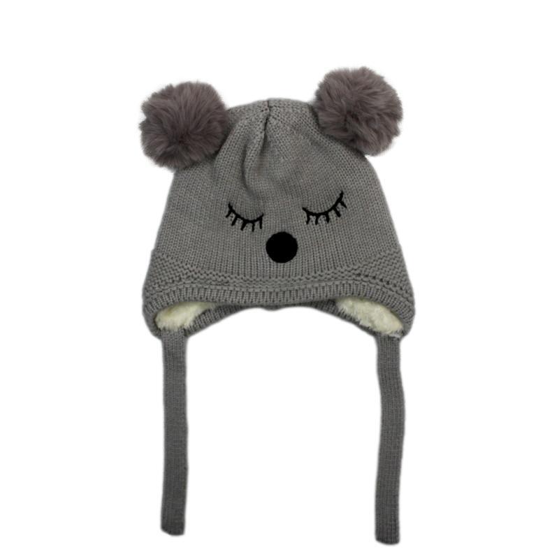 Kids Boys Girls Beanie Winter Warm Knitted Sherpa Plain Patterned - Picture 9 of 25