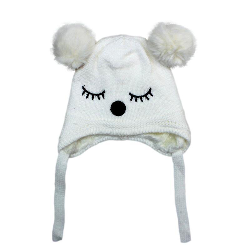Kids Boys Girls Beanie Winter Warm Knitted Sherpa Plain Patterned - Picture 12 of 25