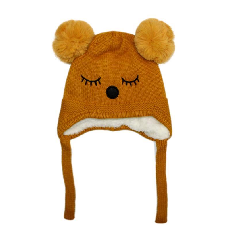 Kids Boys Girls Beanie Winter Warm Knitted Sherpa Plain Patterned - Picture 13 of 25