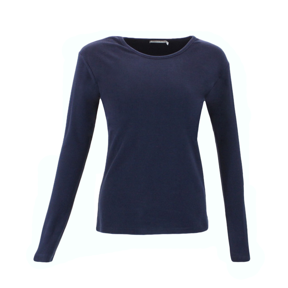 Women's Long Sleeve Thermal Fleece Crew Neck Soft Stretch Plain Color T-Shirt - Picture 8 of 51