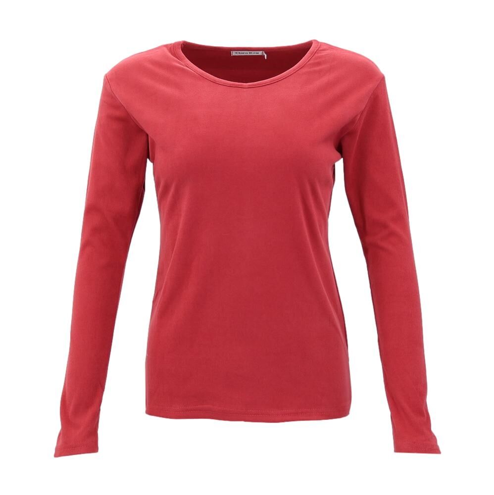 Women's Long Sleeve Thermal Fleece Crew Neck Soft Stretch Plain Color T-Shirt - Picture 38 of 51