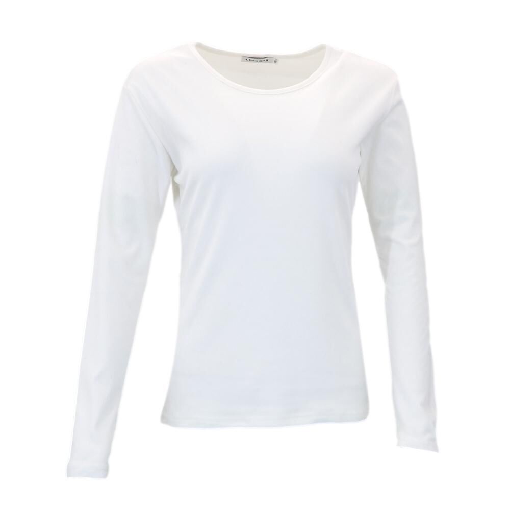 Women's Long Sleeve Thermal Fleece Crew Neck Soft Stretch Plain Color T-Shirt - Picture 10 of 51