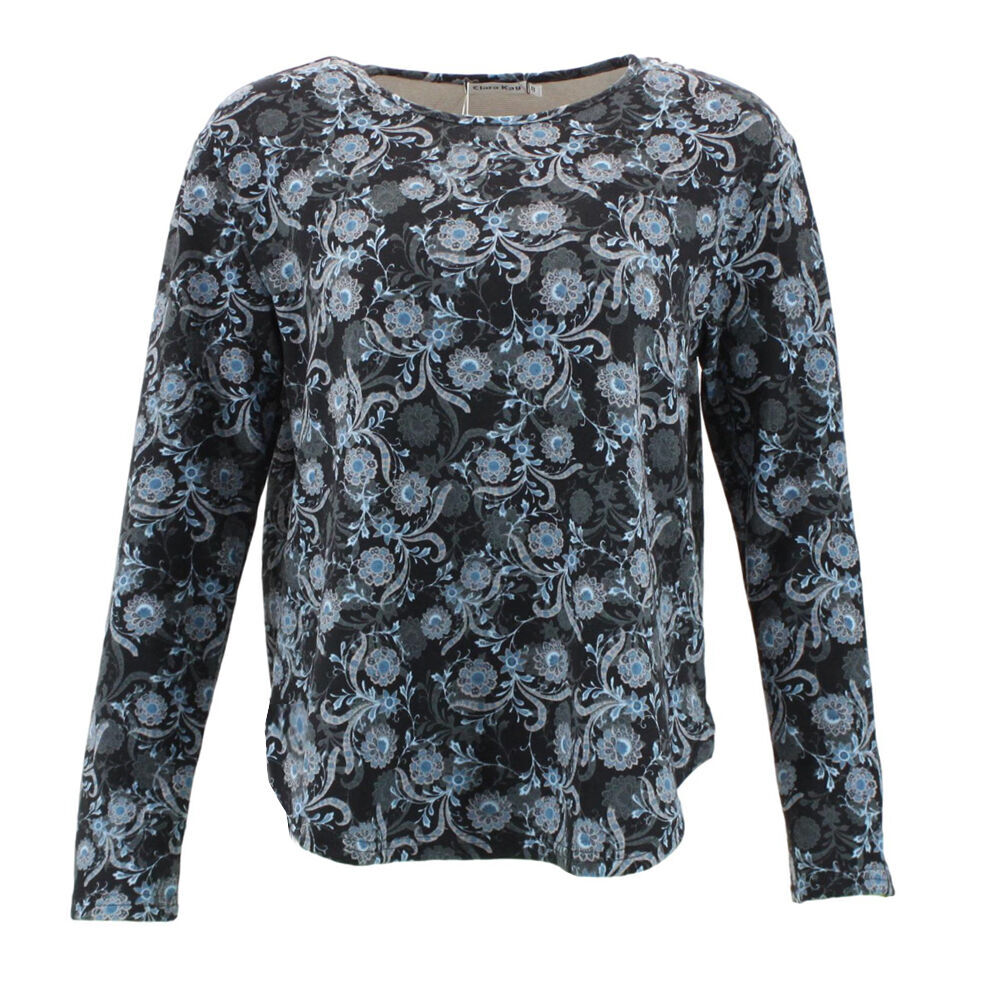 FIL Women's Floral Print Long Sleeve Crew Neck Thermal Warm Top Pullover - Picture 5 of 21