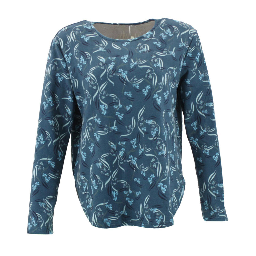 FIL Women's Floral Print Long Sleeve Crew Neck Thermal Warm Top Pullover - Picture 11 of 21