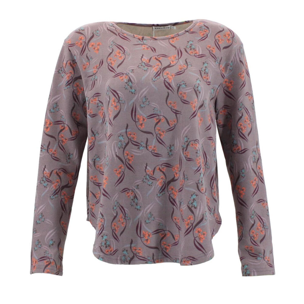 FIL Women's Floral Print Long Sleeve Crew Neck Thermal Warm Top Pullover - Picture 21 of 21