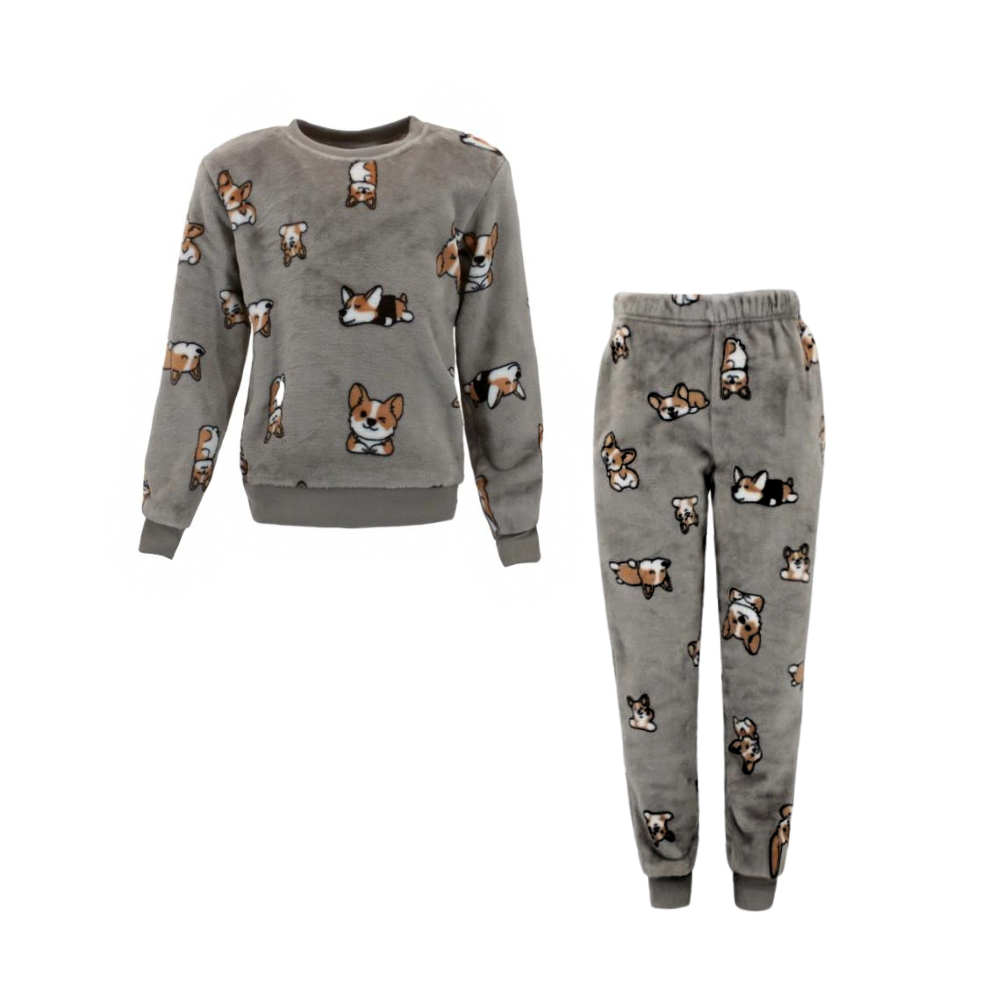 FIL Kids Plush 2pc Set Pyjama Loungewear Fleece Pajamas PJs Sleepwear w Prints - Picture 6 of 13