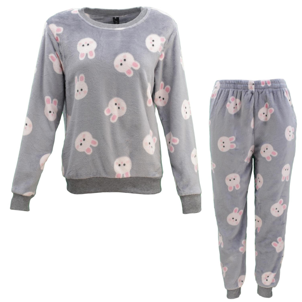 FIL Womens Plush 2pc Set Pyjama Loungewear Fleece Pajamas PJs Sleepwear w Prints - Picture 7 of 153