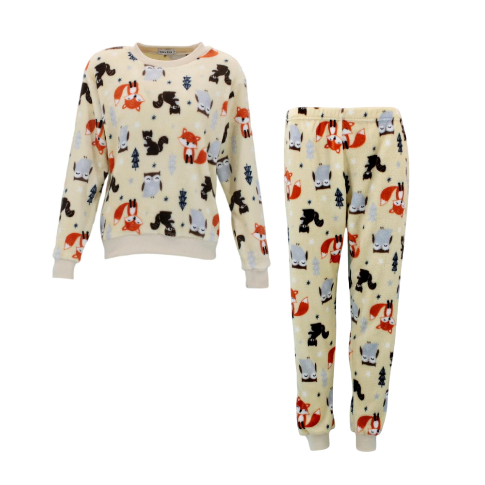 FIL Womens Plush 2pc Set Pyjama Loungewear Fleece Pajamas PJs Sleepwear w Prints - Picture 34 of 153