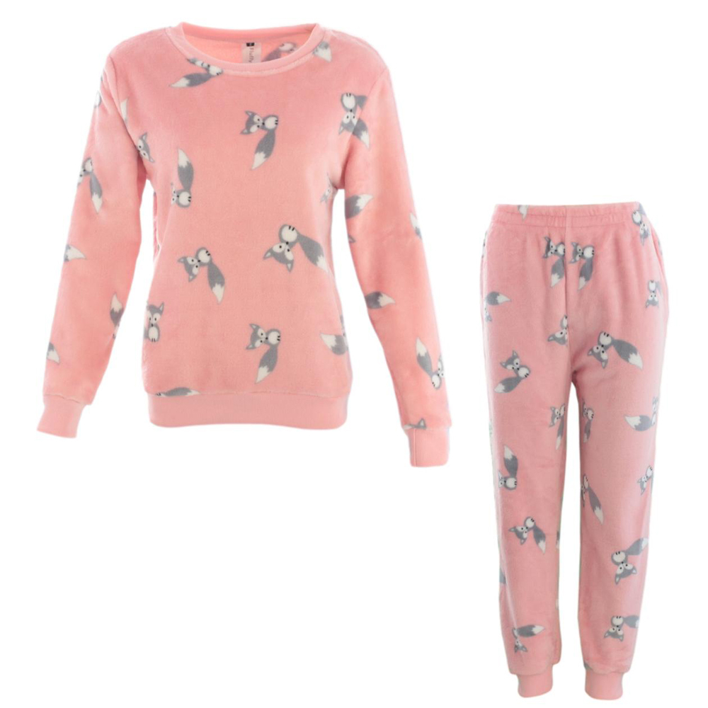 FIL Womens Plush 2pc Set Pyjama Loungewear Fleece Pajamas PJs Sleepwear w Prints - Picture 39 of 153