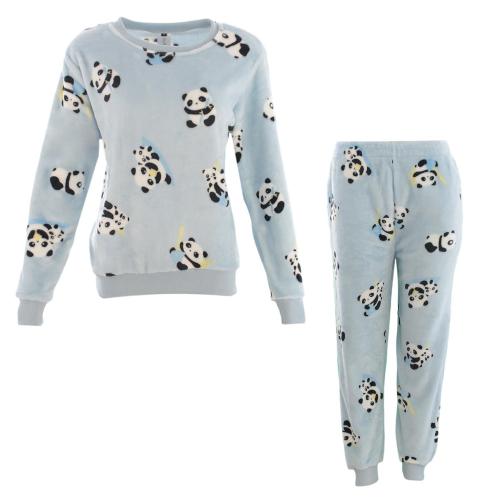 FIL Womens Plush 2pc Set Pyjama Loungewear Fleece Pajamas PJs Sleepwear w Prints - Picture 60 of 153
