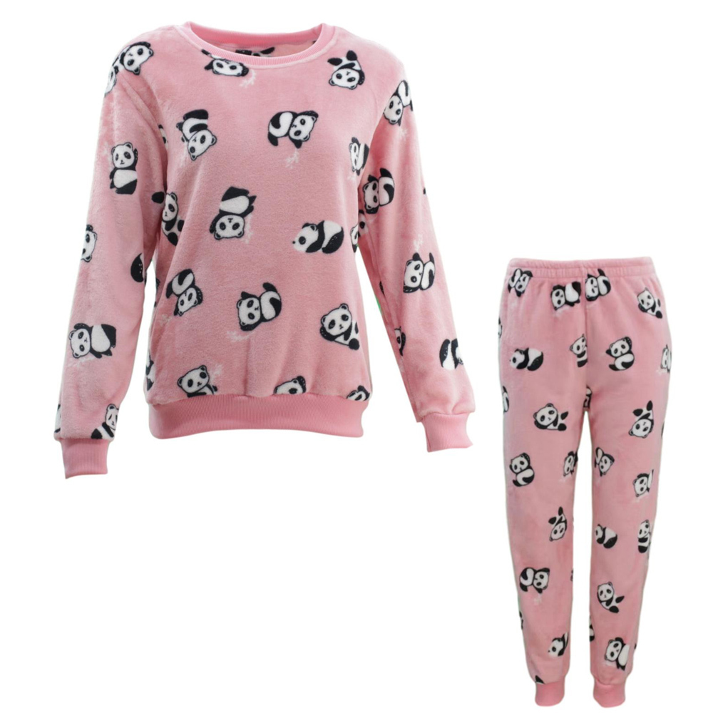 FIL Womens Plush 2pc Set Pyjama Loungewear Fleece Pajamas PJs Sleepwear w Prints - Picture 63 of 153