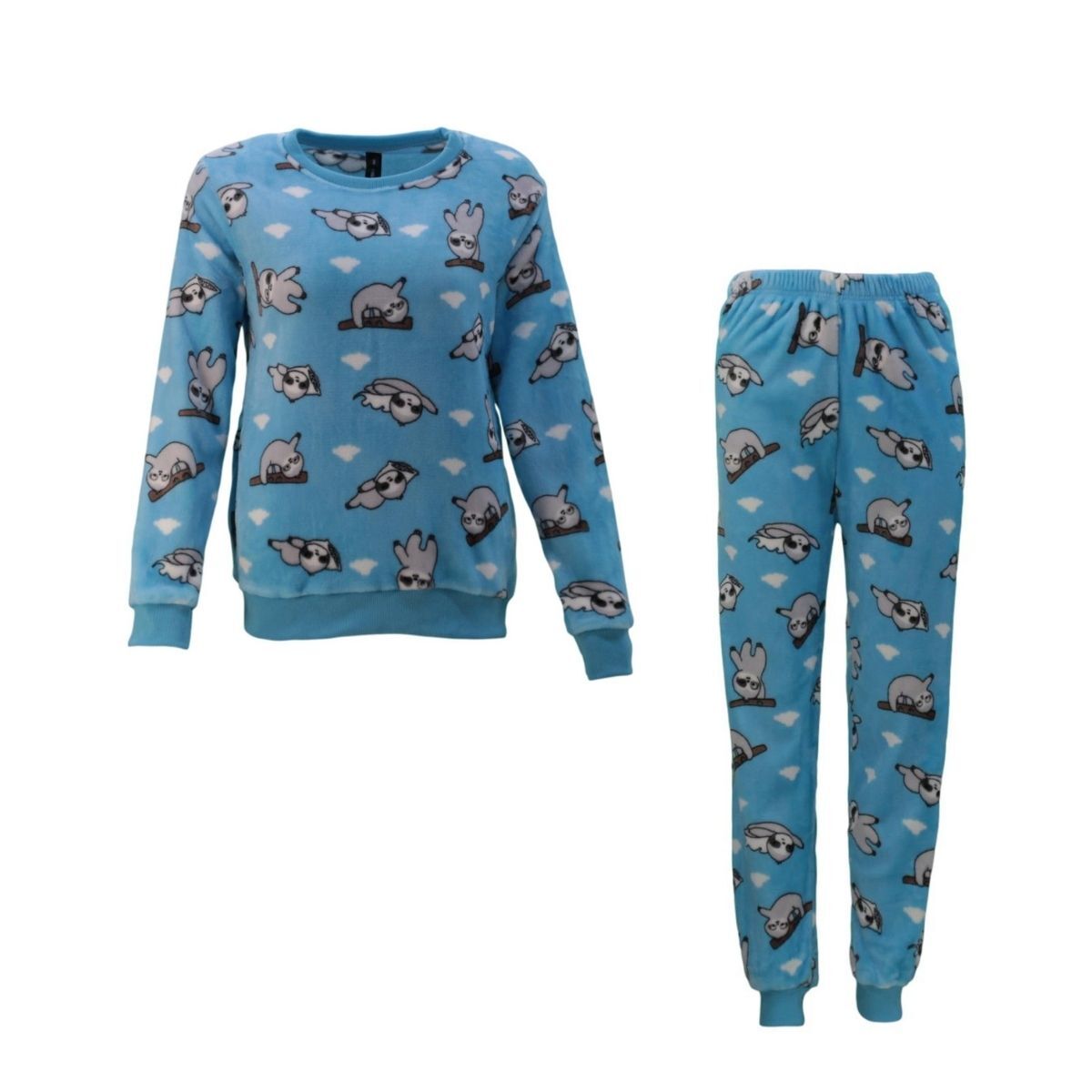 FIL Womens Plush 2pc Set Pyjama Loungewear Fleece Pajamas PJs Sleepwear w Prints - Picture 106 of 153