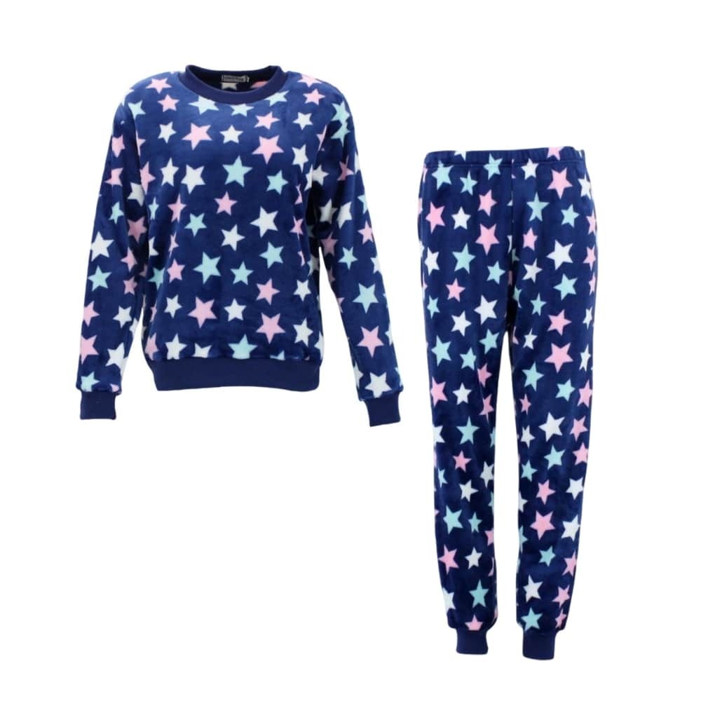 FIL Womens Plush 2pc Set Pyjama Loungewear Fleece Pajamas PJs Sleepwear w Prints - Picture 125 of 153