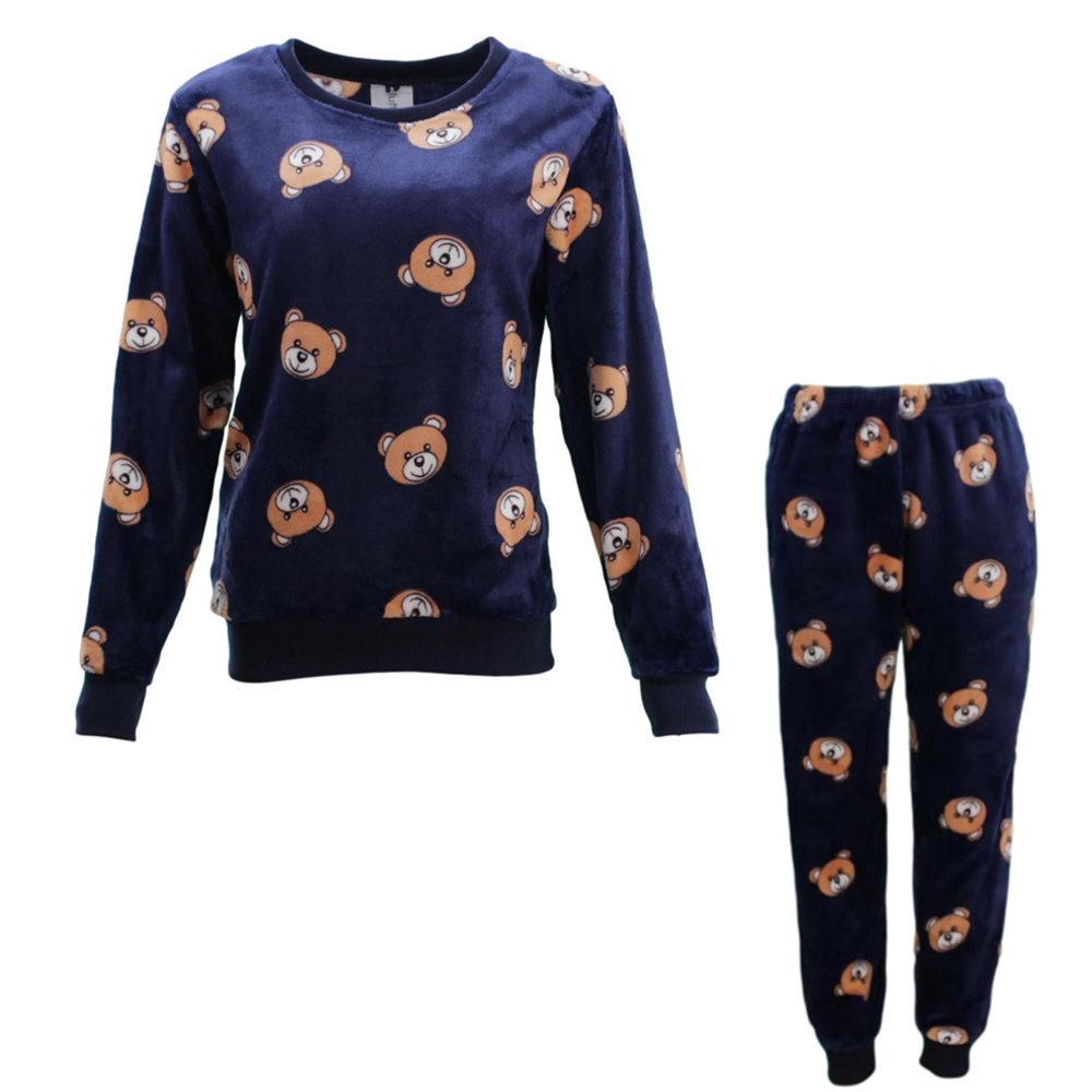 FIL Womens Plush 2pc Set Pyjama Loungewear Fleece Pajamas PJs Sleepwear w Prints - Picture 132 of 153