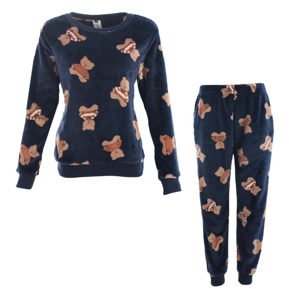 FIL Womens Plush 2pc Set Pyjama Loungewear Fleece Pajamas PJs Sleepwear w Prints - Picture 137 of 153